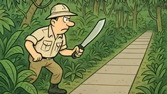 Dowcip: Idzie turysta w dżunglę z maczetą...