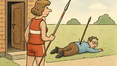 Dowcip: Od oszczepniczki odszedł mąż. Daleko?