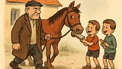 Dowcip: Kiedy ojciec wracał z koniem do domu...