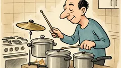 Dowcip: Perkusista gotuje muzykę w garnkach